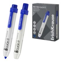 ErichKrause RW-700 Click it Rotulador para Pizarra Blanca - Sistema Retractil - Punta Conica - Trazo de 2.0mm - Tinta a Base de Alcohol - No Toxico - Facil de Borrar - Secado Rapido - Color Azul