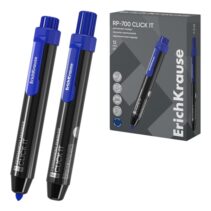 ErichKrause RP-700 Click it Rotulador Permanente - Sistema Retractil - Punta Conica - Trazo de 2.0mm - Resistente al Agua y a la Luz - Multisuperficie - Tinta a Base de Alcohol - Color Azul