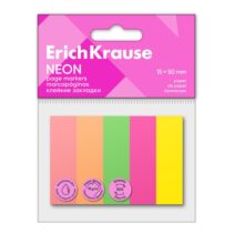 ErichKrause Neon Pack de 5 Blocs de 100 Marcadores de Pagina - Reposicionables - Papel de 75g/m2 - 15X50mm - Colores Surtidos
