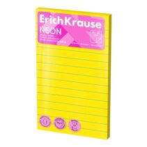 ErichKrause Neon Bloc de 100 Notas Adhesivas Reposicionables - Papel de 75g/m2 - 75x125mm - Pegamento a Base de Agua - Colores Surtidos