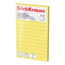 ErichKrause Bloc de 100 Notas Adhesivas Reposicionables - Papel de 75g/m2 - 75x125mm - Pegamento a Base de Agua - Color Amarillo