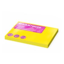 ErichKrause Neon Bloc de 100 Notas Adhesivas Reposicionables - Papel de 75g/m2 - 75x100mm - Pegamento a Base de Agua - Color Amarillo