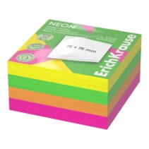 ErichKrause Neon Bloc de 400 Notas Adhesivas Reposicionables - Papel de 75g/m2 - 75x75mm - Pegamento a Base de Agua - Colores Surtidos