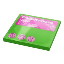 ErichKrause Neon Bloc de 100 Notas Adhesivas Reposicionables - Papel de 75g/m2 - 75x75mm - Pegamento a Base de Agua - Color Verde