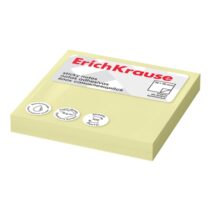 ErichKrause Bloc de 100 Notas Adhesivas Reposicionables - Papel de 75g/m2 - 75x75mm - Pegamento a Base de Agua - Color Amarillo