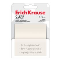 ErichKrause Clear Bloc de 50 Notas Adhesivas Reposicionables - Plastico - 75x75mm - Pegamento a Base de Agua - Color Transparente
