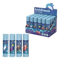 ErichKrause EasyStick Sea Friends Expositor con 24 Pegamentos en Barra - 15g - sin Residuos - No Mancha - Multisuperficie - Color Blanco