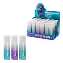 ErichKrause Prism Aquamarine Expositor con 24 Pegamentos en Barra - 13g - Adhesion Fuerte - Secado Rapido - Multisuperficie - Color Transparente