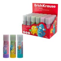 ErichKrause EasyStick Jolly Friends Expositor con 24 Pegamentos en Barra - 15g - Multisuperficie - Colores Surtidos