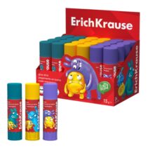ErichKrause EasyStick Jolly Friends Expositor con 24 Pegamentos en Barra - 13g - Adhesion Fuerte - Multisuperficie - Color Blanco