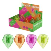 ErichKrause Diamond Neon Expositor con 12 Sacapuntas con Contenedor - Plastico - Cuchilla Niquelada de Acero al Carbono - Orificio de 8mm - Colores Surtidos