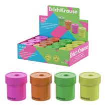 ErichKrause Flask Neon Expositor con 12 Sacapuntas con Contenedor - Plastico - Cuchilla Niquelada de Acero al Carbono - Orificio de 8mm - Colores Surtidos