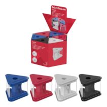 ErichKrause Prism Classic Expositor con 12 Sacapuntas con Contenedor - Plastico - Cuchilla Niquelada de Acero al Carbono - Orificio de 8mm - Colores Surtidos