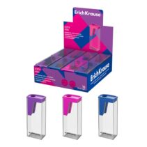ErichKrause City Vivid Expositor con 16 Sacapuntas con Contenedor - Plastico - Cuchilla Niquelada de Acero al Carbono - Orificio de 8mm - Colores Surtidos
