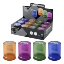 ErichKrause Ferro Container Plus Expositor con 12 Sacapuntas con Contenedor - Metalico - 2 Orificios de 8 y 11mm - Cuchilla Niquelada de Acero al Carbono - Colores Surtidos