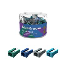 ErichKrause EasySharp Ice Metallic Sacapuntas de Plastico - Cuchilla Niquelada de Acero al Carbono - Orificio de 8mm - Colores Surtidos