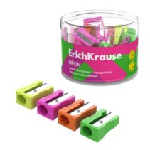 ErichKrause EasySharp Neon Sacapuntas de Plastico - Cuchilla Niquelada de Acero al Carbono - Orificio de 8mm - Colores Surtidos