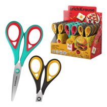ErichKrause Endeavor Cheat Meal Expositor con 24 Tijeras de 16cm - Mangos de Plastico y Goma Antideslizante - Cuchillas en Forma de Arco - Ergonomicas - Acero Inoxidable - Colores Surtidos