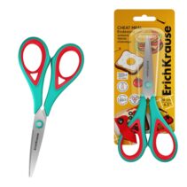 ErichKrause Endeavor Cheat Meal Tijeras de 16cm - Mangos de Plastico y Goma Antideslizante - Cuchillas en Forma de Arco - Ergonomicas - Acero Inoxidable - Color Turquesa