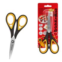 ErichKrause Endeavor Cheat Meal Tijeras de 16cm - Mangos de Plastico y Goma Antideslizante - Cuchillas en Forma de Arco - Ergonomicas - Acero Inoxidable - Color Negro