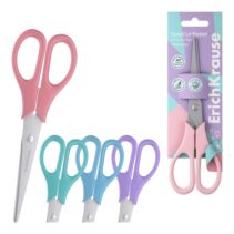 ErichKrause EasyCut Pastel Tijeras de 17cm - Mangos de Plastico Resistente a Golpes - Ergonomicas - Colores Surtidos