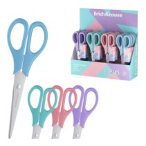 ErichKrause EasyCut Pastel Expositor con 24 Tijeras de 17cm - Mangos de Plastico Resistente a Golpes - Ergonomicas - Colores Surtidos