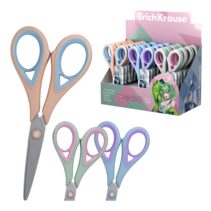 ErichKrause Endeavor Manga Expositor con 24 Tijeras de 16cm - Mangos de Plastico y Goma Antideslizante - Cuchillas en Forma de Arco - Ergonomicas - Acero Inoxidable - Colores Surtidos