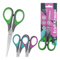 ErichKrause EasyCut + Tijeras de 17cm para Zurdos - Mangos de Plastico y Goma Antideslizante - Ergonomicas - Acero Inoxidable - Colores Surtidos