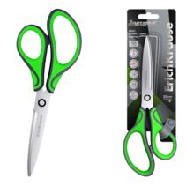 ErichKrause Megapolis Ergo Tijeras de 20cm - Mangos de Plastico y Goma Antideslizante - Acero Inoxidable - Ergonomicas - Color Verde