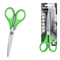 ErichKrause Megapolis Tijeras de 18cm - Mangos de Plastico y Goma Antideslizante - Acero Inoxidable - Ergonomicas - Color Verde