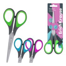 ErichKrause EasyCut+ Tijeras de 17cm - Mangos de Plastico y Goma Antideslizante - Afilado Doble - Acero Inoxidable - Colores Surtidos