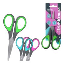 ErichKrause EasyCut+ Tijeras de 15cm - Mangos de Plastico y Goma Antideslizante - Afilado Doble - Acero Inoxidable - Colores Surtidos