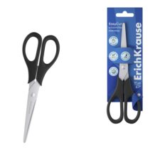 ErichKrause EasyCut Tijeras de 17cm para Zurdos - Mangos de Plastico Resistente a Golpes - Afilado Doble - Acero Inoxidable - Ergonomicas - Color Negro