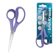 ErichKrause JOY Ergo Aquamarine Tijeras de 14cm - Mangos de Plastico Resistente a Golpes - Regla de 5cm en la Hoja - Ergonomicas - Color Lila
