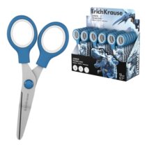 ErichKrause Junior Techno Dino Expositor con 18 Tijeras de 13cm - Mangos de Plastico Resistente a Golpes - Ergonomicas - Color Azul