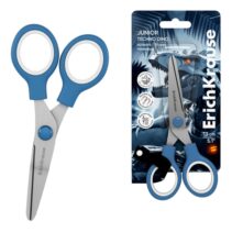 ErichKrause Junior Techno Dino Tijeras de 13cm - Mangos de Plastico Resistente a Golpes - Ergonomicas - Color Azul