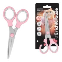 ErichKrause Junior Prima Cat Tijeras de 13cm - Mangos de Plastico Resistente a Golpes - Ergonomicas - Color Rosa