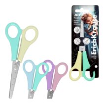 ErichKrause JOY Magic Pet Tijeras de 13.5cm - Puntas Redondeadas - Regla de 5cm en la Hoja - Mangos de Plastico Resistente a Golpes - Acero Inoxidable - Ergonomicas - Colores Surtidos