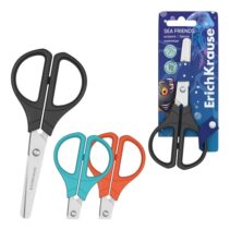 ErichKrause Sea Friends Tijeras de 13cm - Puntas Redondeadas - Mangos de Plastico Resistente a Golpes - Acero Inoxidable - Colores Surtidos