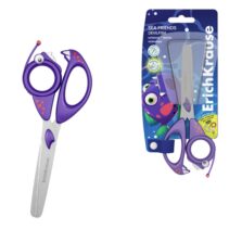 ErichKrause Sea Friends Devilfish Tijeras de 14.5cm - Puntas Redondeadas - Mangos de Plastico Resistente a Golpes con Forma - Acero Inoxidable - Color Lila
