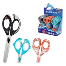ErichKrause Sea Friends Expositor con 24 Tijeras de 14.5cm - Puntas Redondeadas - Mangos de Plastico Resistente a Golpes con Forma - Acero Inoxidable - Colores Surtidos