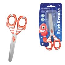 ErichKrause Sea Friends Clownfish Tijeras de 13.5cm - Puntas Redondeadas - Mangos de Plastico Resistente a Golpes con Forma - Acero Inoxidable - Color Naranja
