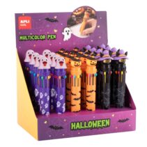 Apli Kids Halloween Expositor con 24 Boligrafos Retractiles Multicolor - 10 Colores de Tinta - 3 Modelos Diferentes