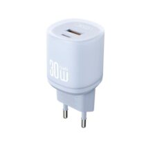 XO L151 Cargador de Pared - Potencia 30W - Tecnologia GaN - USB-A y USB-C - Carga Rapida - Doble Puerto - Compacto - Color Azul