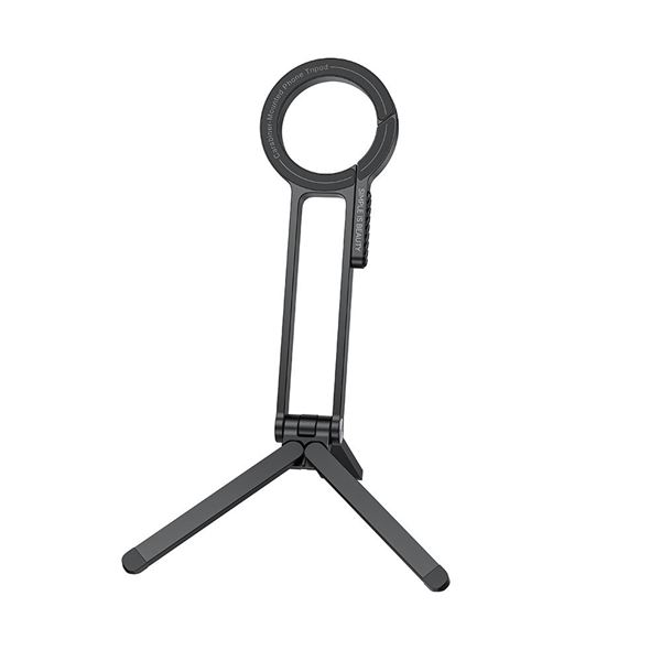 XO C180 Soporte Tripode Magnetico para Smartphone - Giro 360º - Aluminio - Anillo Magnetizante - Kit de Limpieza - Uso en Mano y Sobremesa - Ligero y Resistente - 58x12x163mm - Color Negro