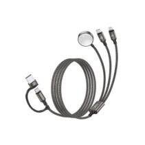 XO CX040 Cable de Carga 3 en 1 - Adaptador USB-A - USB-C 100W - Lightning 12W - Compatible con Smartwatch - Transferencia de Datos - 6 Combinaciones - Cargador Magnetico - Color Gris