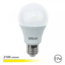 Elbat A65 Bombilla LED - Potencia 17W - Flujo Luminoso 2100lm - E27 - Temperatura de Color 3000K - Luz Calida - Apertura 220º - Vida Util 30.000h - 15.000 Encendidos - 65x115mm - Color Blanco