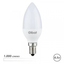 Elbat C37 Bombilla LED - Potencia 8.5W - Flujo Luminoso 1000lm - E14 - Temperatura de Color 4000K - Luz Blanca - Apertura 280º - Vida Util 30.000h - 15.000 Encendidos - 37x98mm - Color Blanco