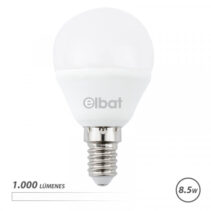 Elbat G45 Bombilla LED - Potencia 8.5W - Flujo Luminoso 1000lm - E14 - Temperatura de Color 4000K - Luz Blanca - Apertura 180º - Vida Util 30.000h - 15.000 Encendidos - 45x78mm - Color Blanco