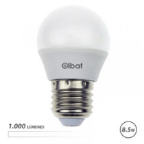 Elbat G45 Bombilla LED - Potencia 8.5W - Flujo Luminoso 1000lm - E27 - Temperatura de Color 4000K - Luz Blanca - Apertura 180º - Vida Util 30.000h - 15.000 Encendidos - 45x78mm - Color Blanco